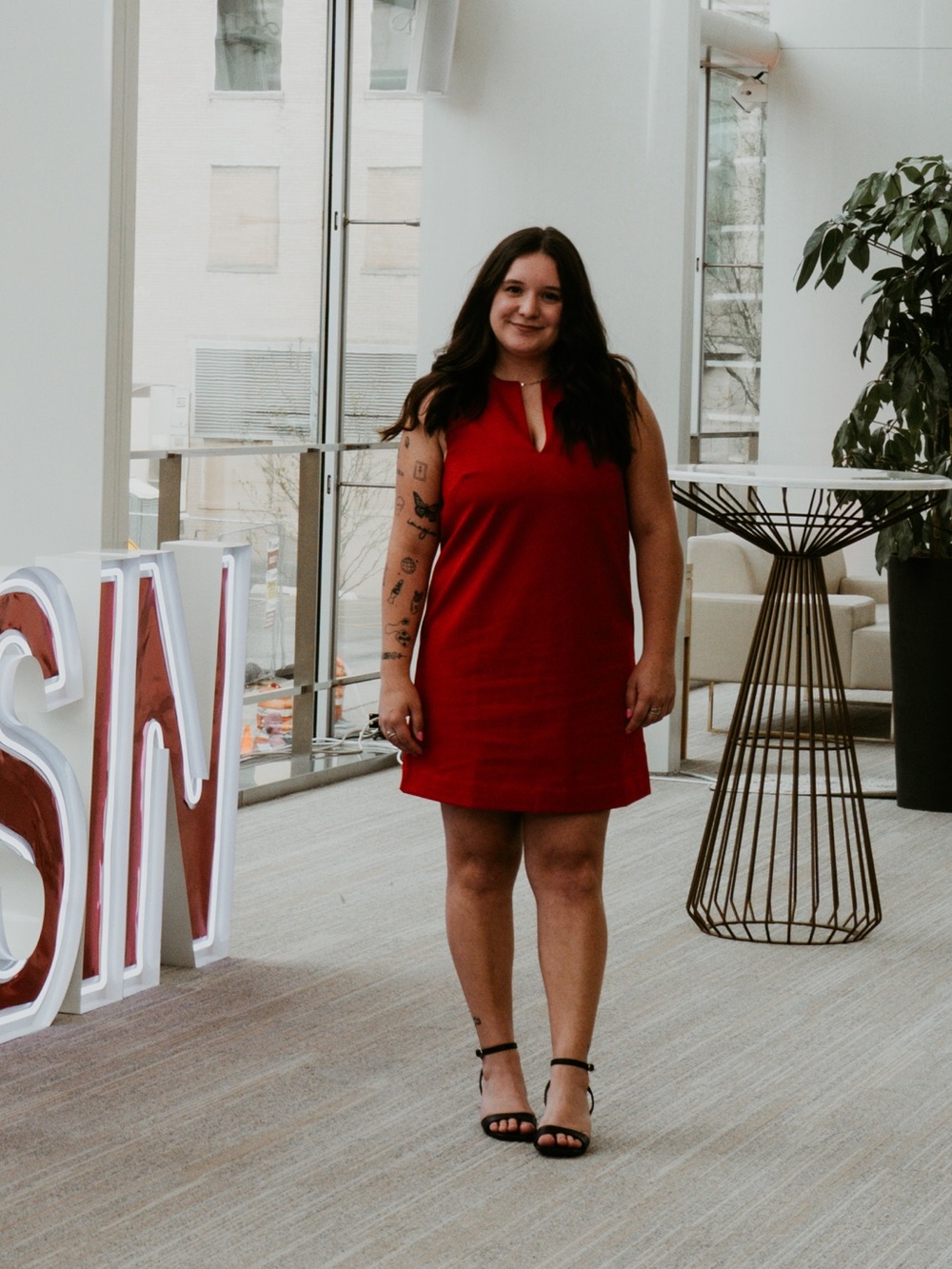H&M Red Sleeveless Shift Dress